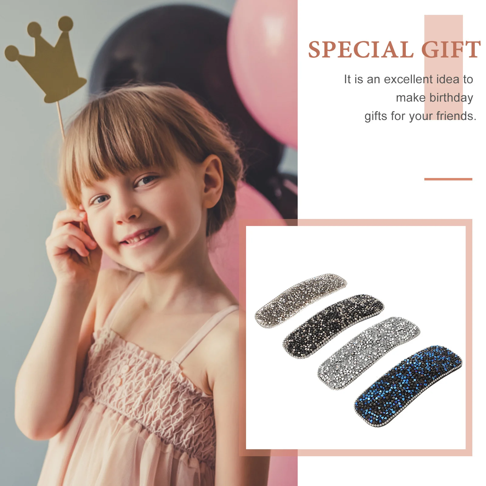 Квадратные заколки для волос с разноцветными кристаллами - Фотография_3