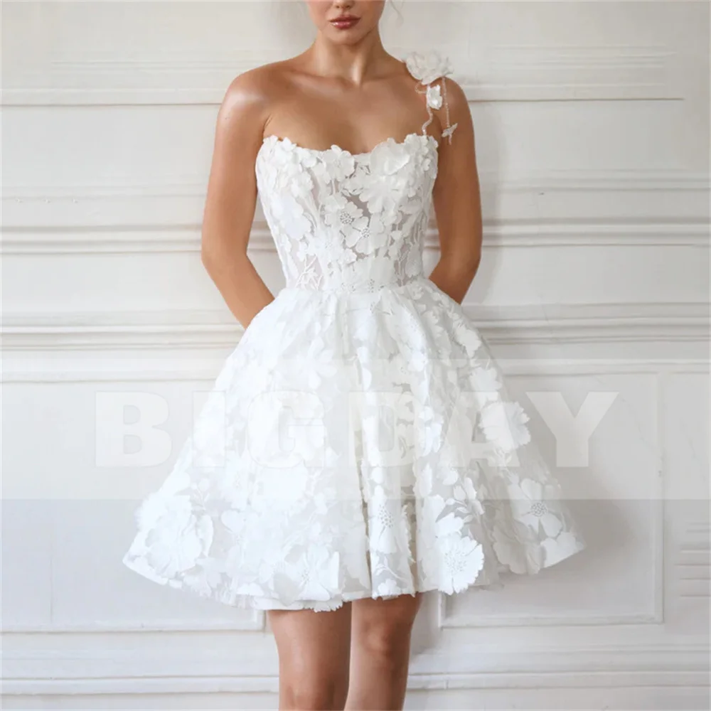 Элегантное короткое кружевное свадебное - Фотография_5