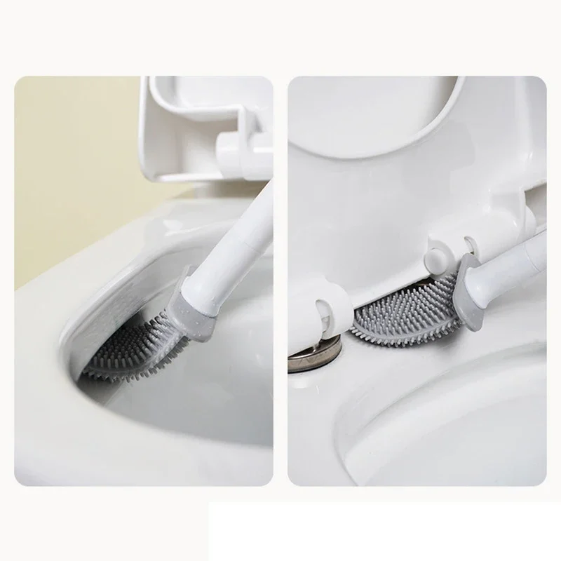 Подвесная силиконовая щетка для унитаза с набором держателей - Фотография_4
