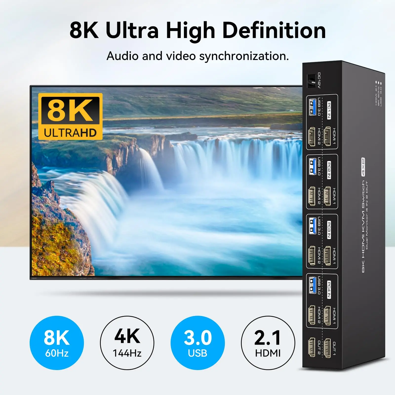 Kvm-переключатель hdmi 8k 4 в 2