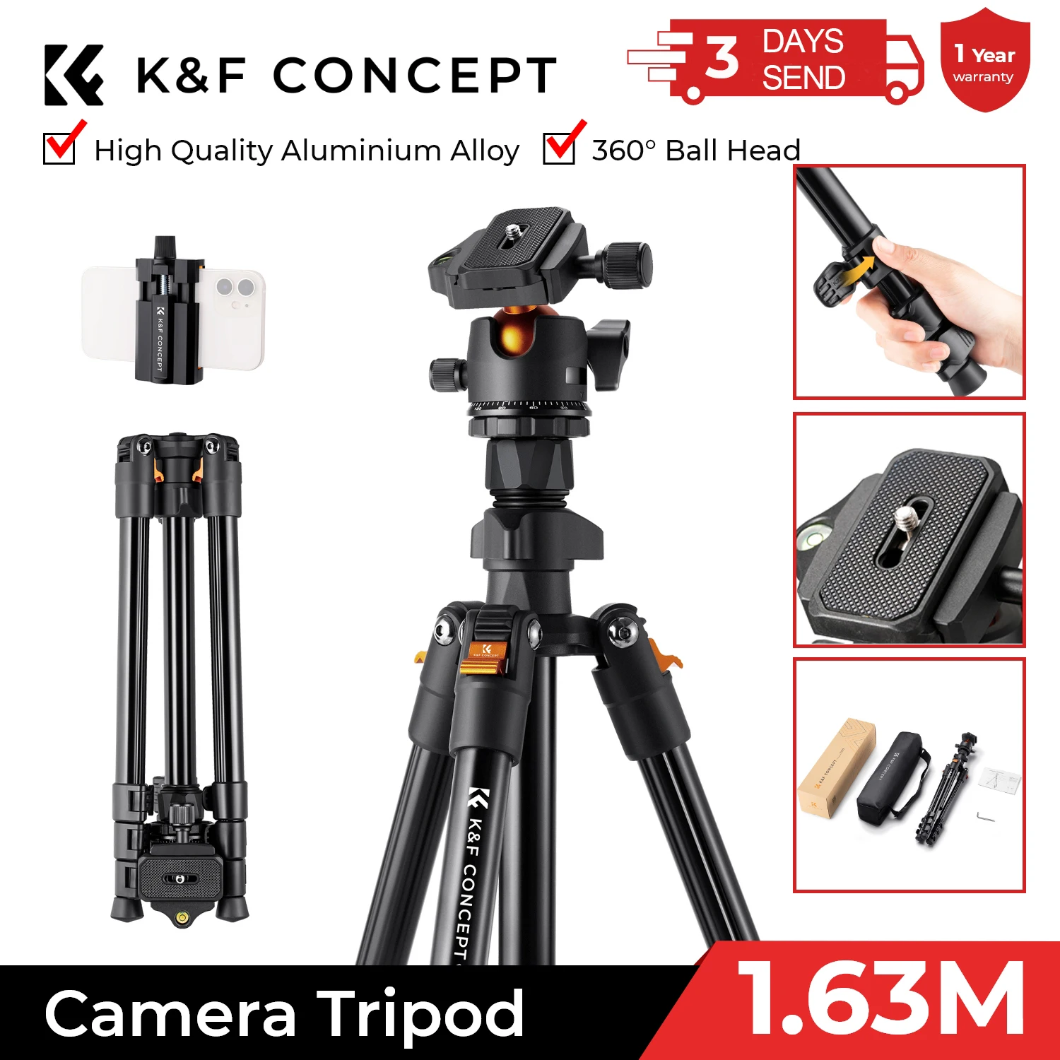 Портативный дорожный штатив k & f concept
