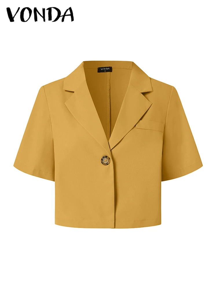 Vonda элегантный женский пиджак с коротким рукавом и воротником - Фотография_5