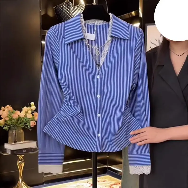 Элегантная кружевная лоскутная плиссированная тонкая блузка - Фотография_2