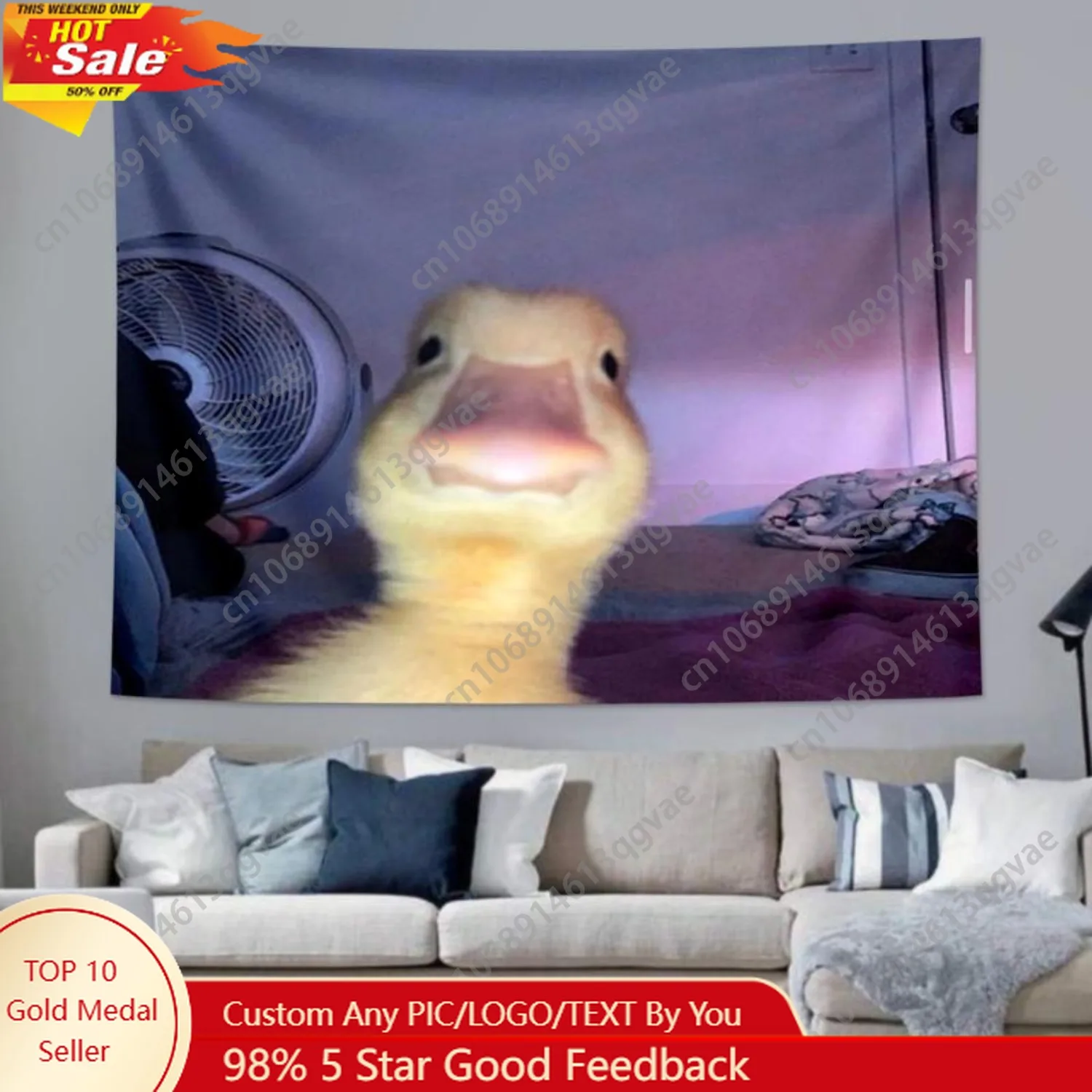 Милый гобелен с узором утки