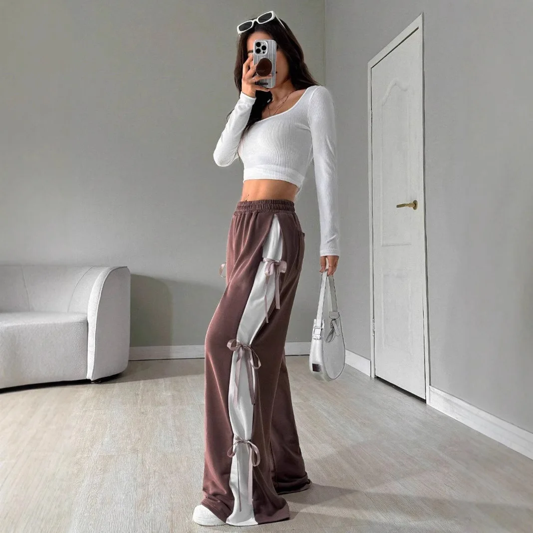 Брюки длинные широкие брюки женские - Фотография_5