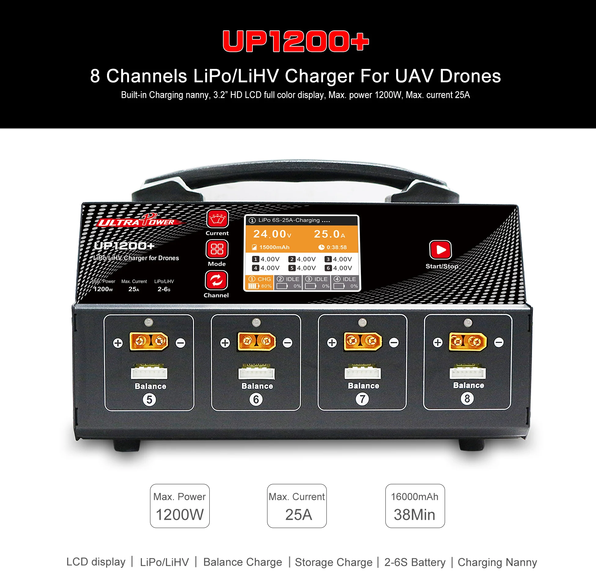 Ultra power feitian up1200+ 8-канальный с экраном для защиты растений
