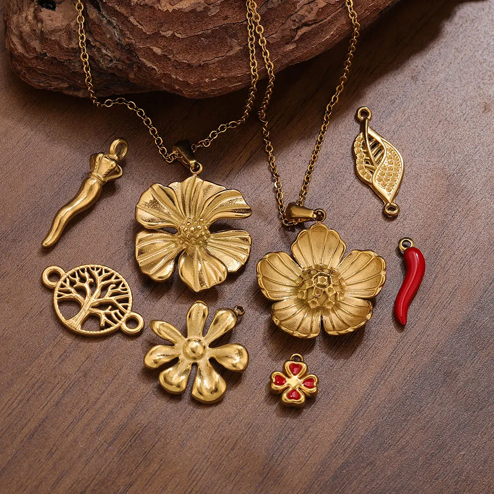 Подвески из нержавеющей стали с цветком и клубникой - Фотография_6