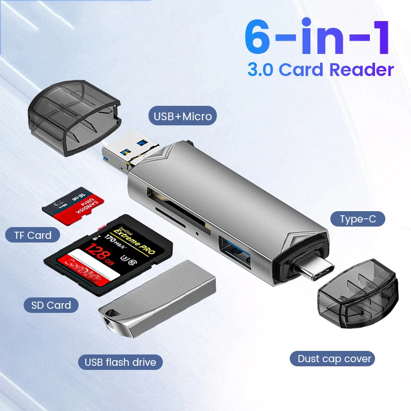6 in 1 card reader usb3.0 кардридер 6 в 1 с usb 3