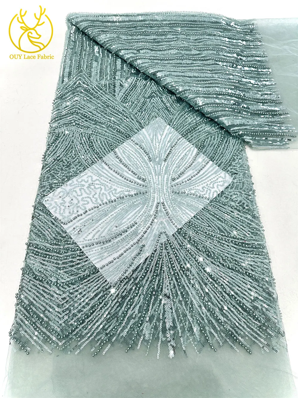 Темно-синяя африканская кружевная - Фотография_4