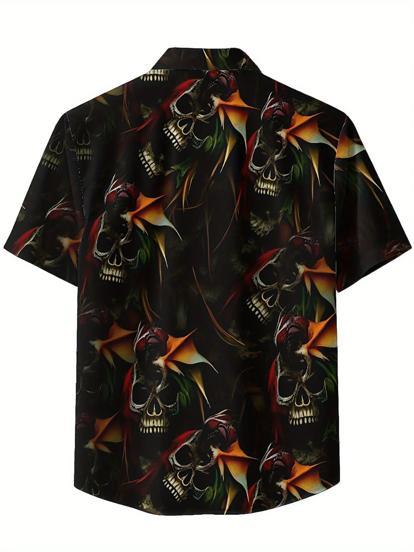 Мужские гавайские рубашки больших размеров с темным рисунком черепа - Фотография_5