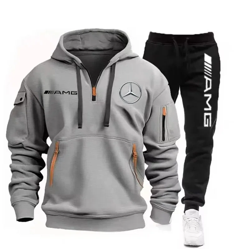 Года, мужская осенне-зимняя толстовка с капюшоном на молнии mercedes benz