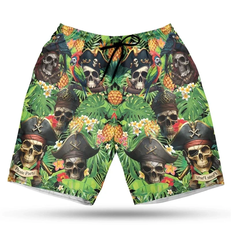 Забавные пляжные шорты с рисунком пиратского животного и черепа - Фотография_3