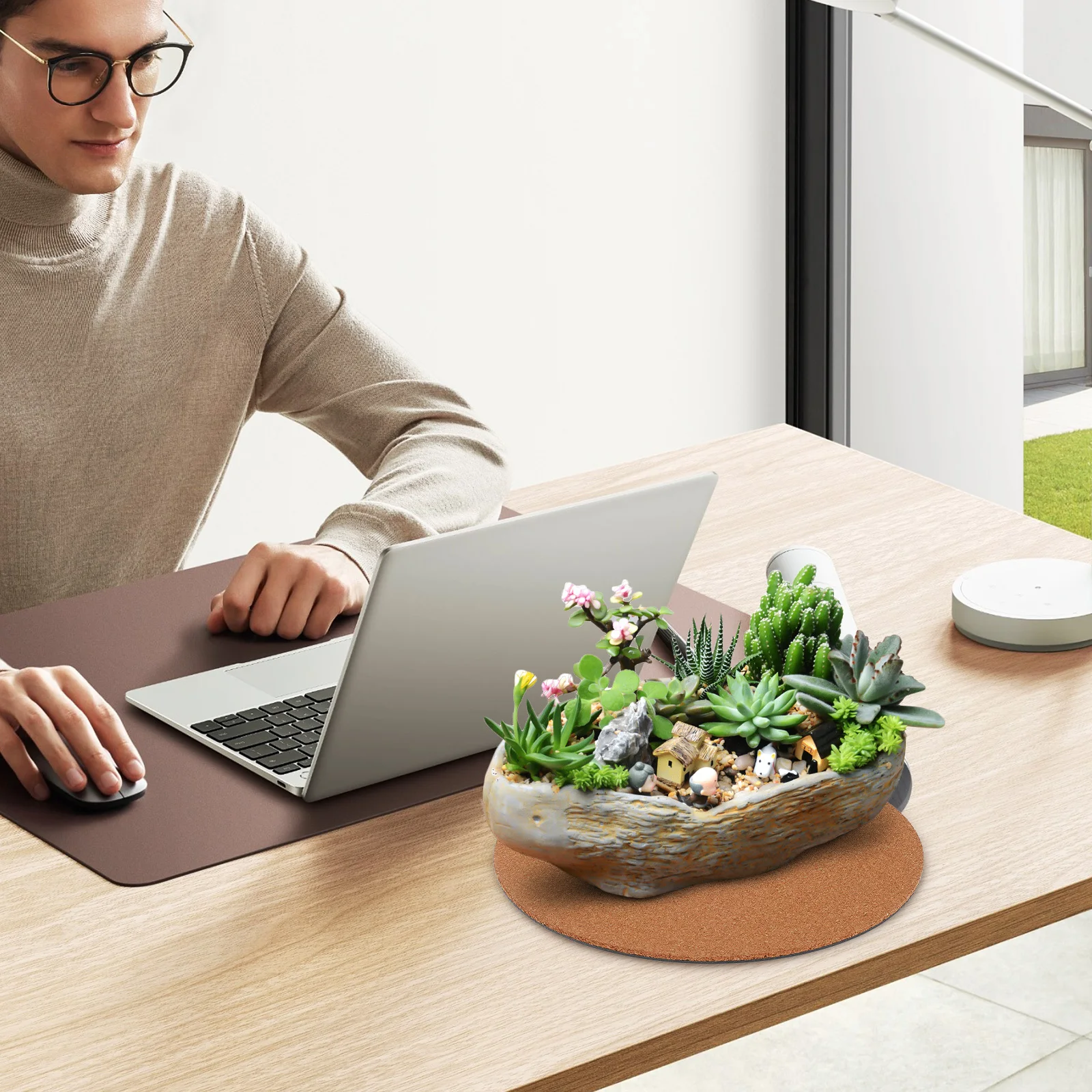 Круглые пробковые подставки для горшков для растений