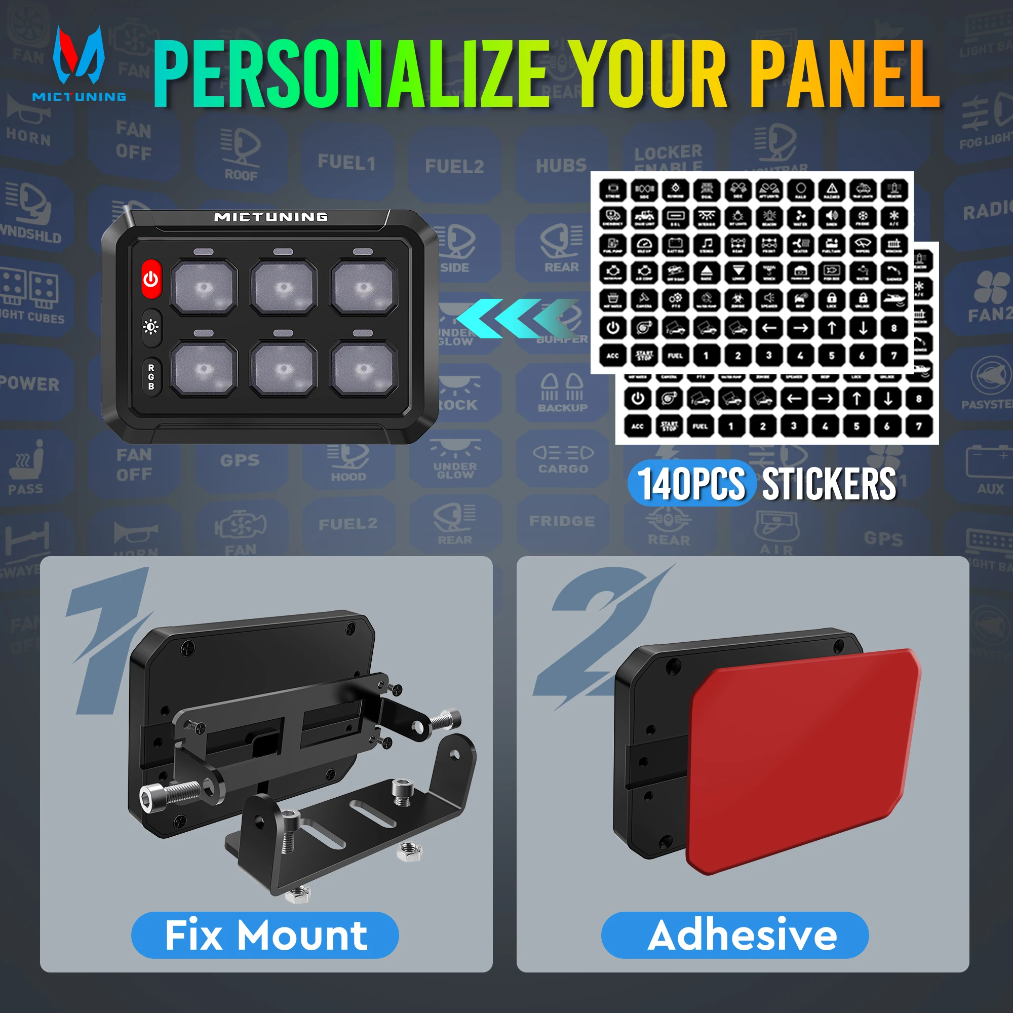 Универсальная 6-местная rgb-панель переключателей mictuning p1s-r - Фотография_6