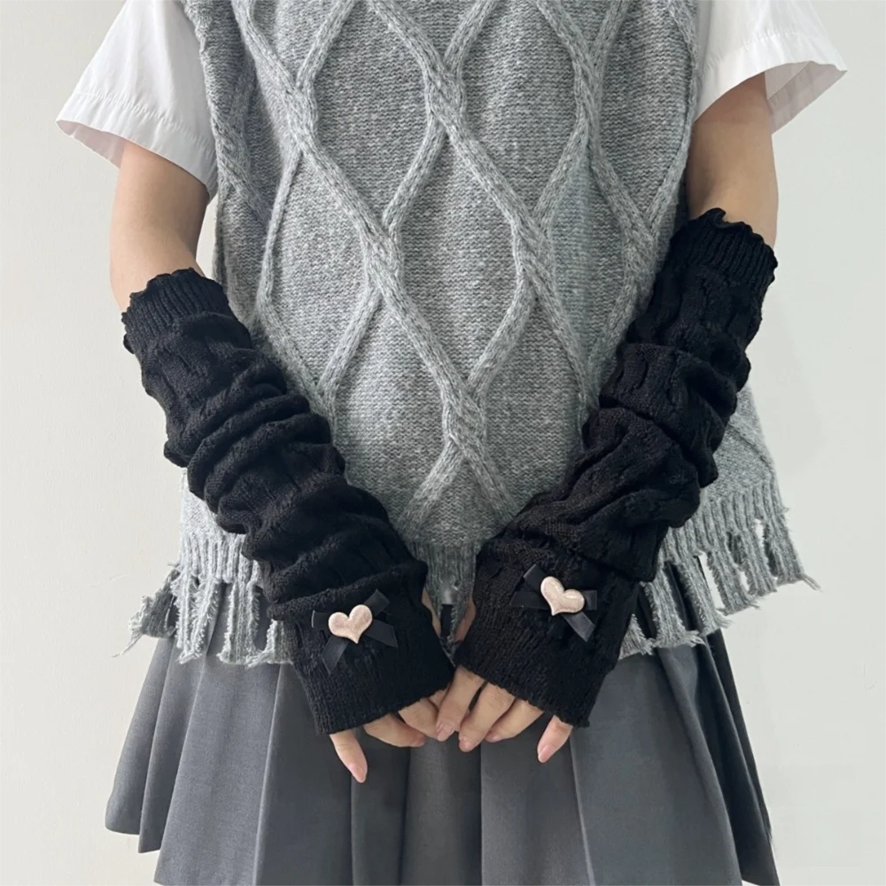 Модные длинные теплые перчатки - Фотография_4