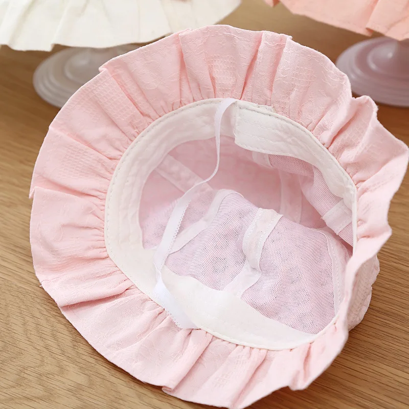 Детские панамы с кружевными рюшами и цветочным принтом для девочек - Фотография_5