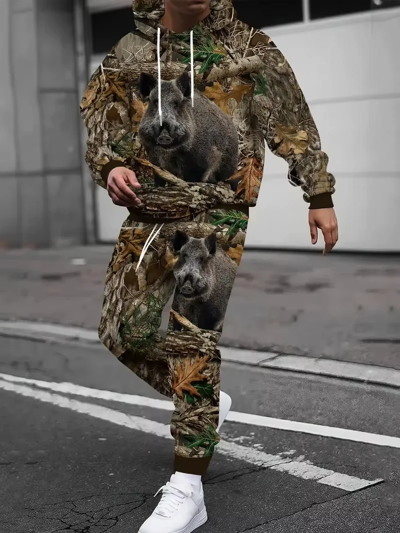Камуфляжные толстовки с 3d принтом дикого кабана и животного