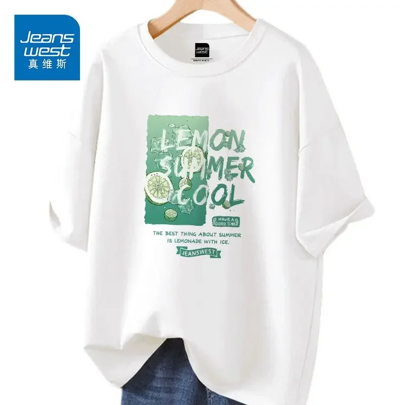 Женская футболка из чистого хлопка с буквенным принтом - Фотография_2