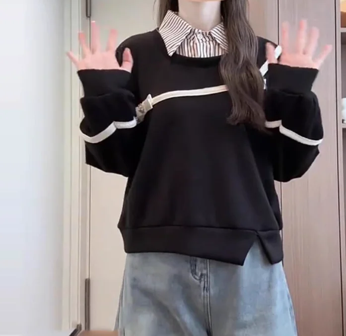 Женский осенне-зимний свитер большого размера с милым бантом - Фотография_5