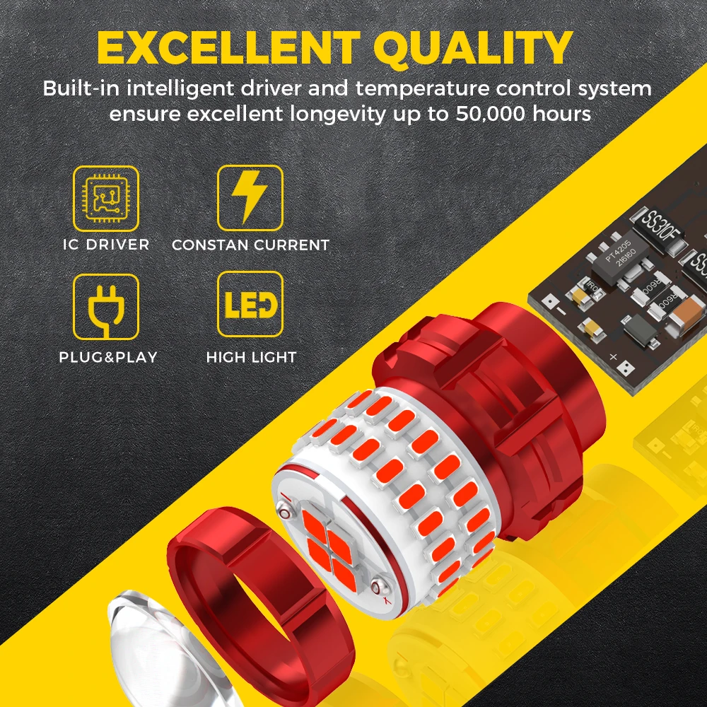 Bay15d t20 7443 w21/5w светодиодная красная - Фотография_4