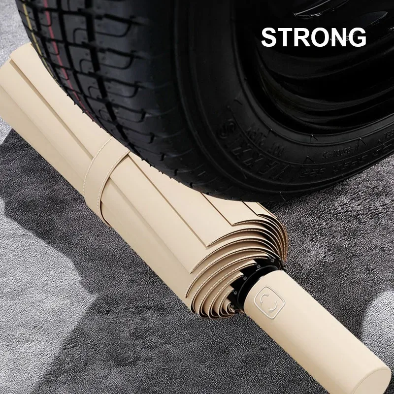 Большой 24-костный однотонный автоматический зонт - Фотография_4