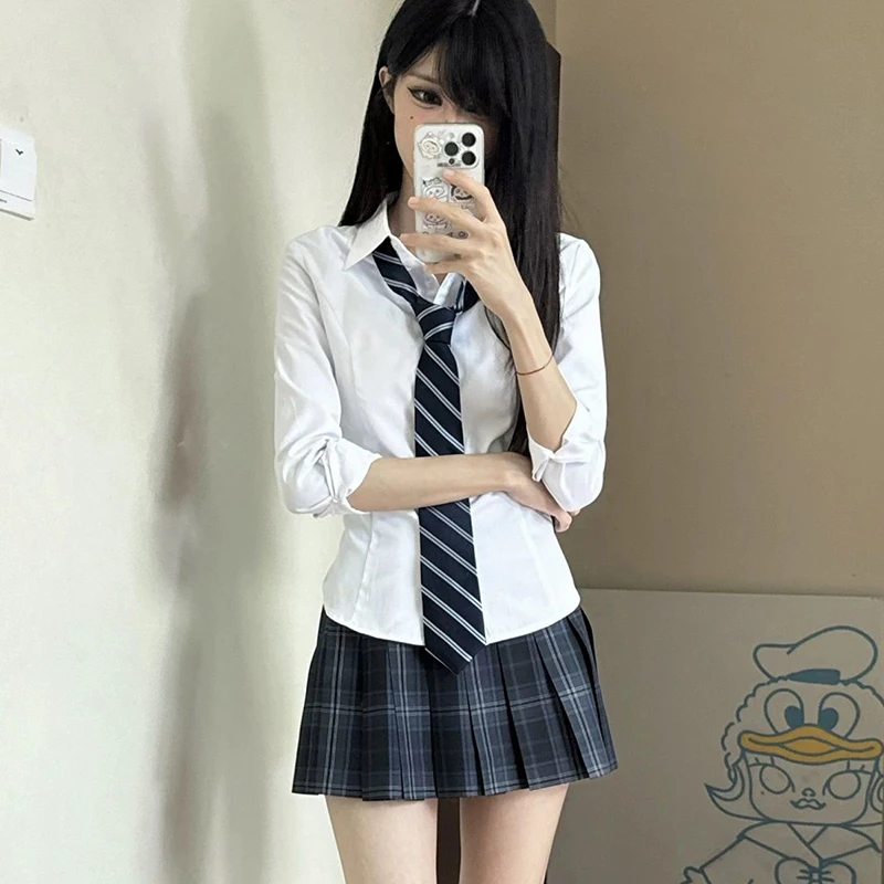 Harajuku y2k slim fit белая рубашка - Фотография_3