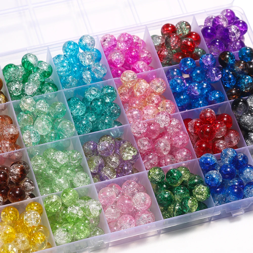 8 мм стеклянные бусины с кракле