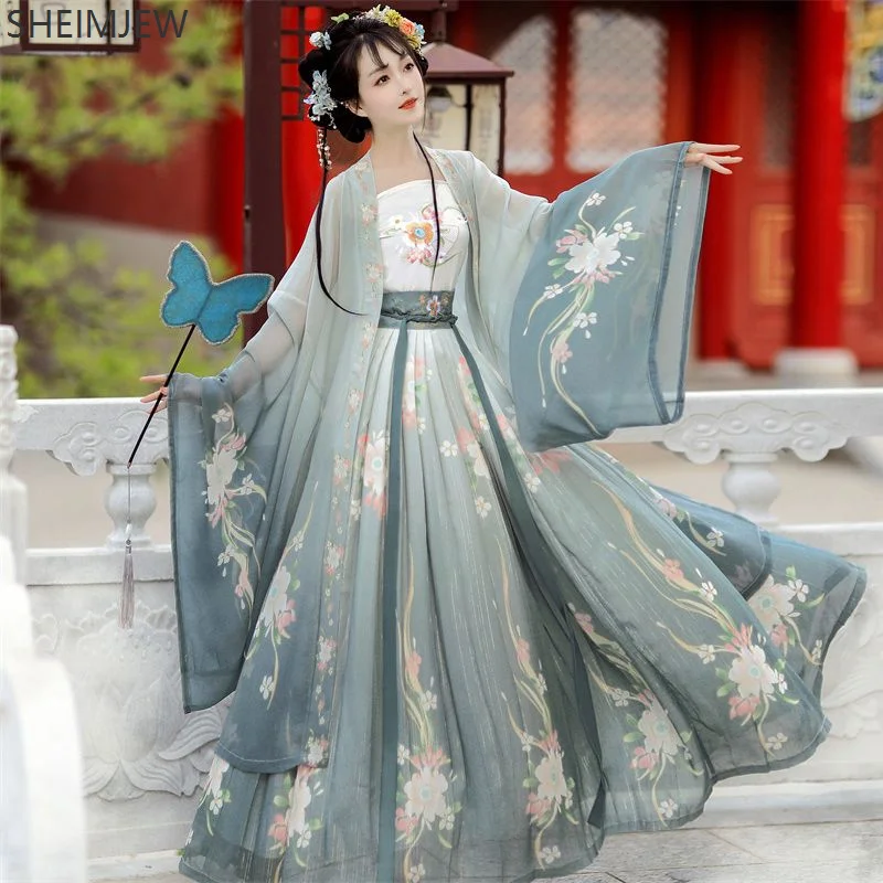 Традиционное женское платье ханьфу с градиентной вышивкой династии сун - Фотография_4