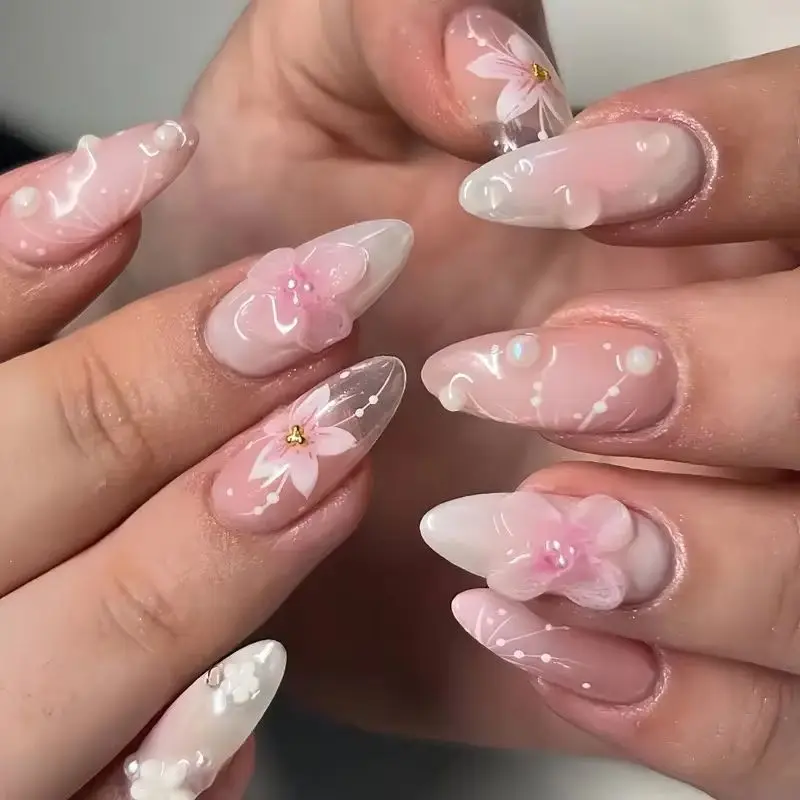 3d цветок, короткий овальный пресс для ногтей