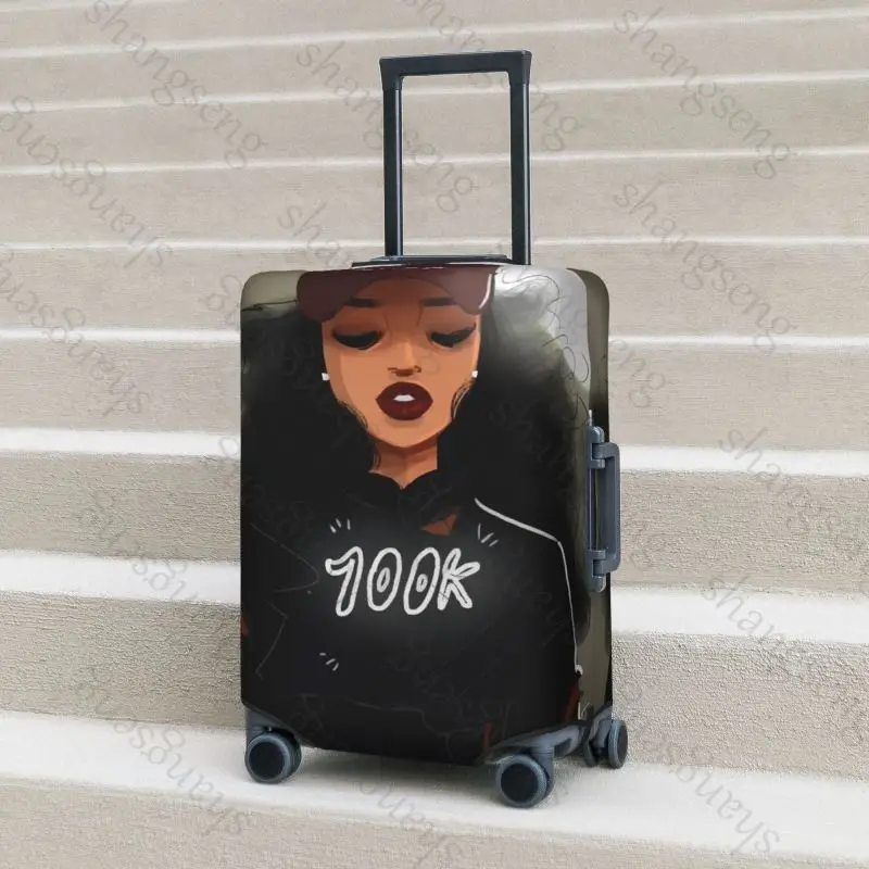 Утепленный чехол для багажа с рисунком черной девушки - Фотография_6