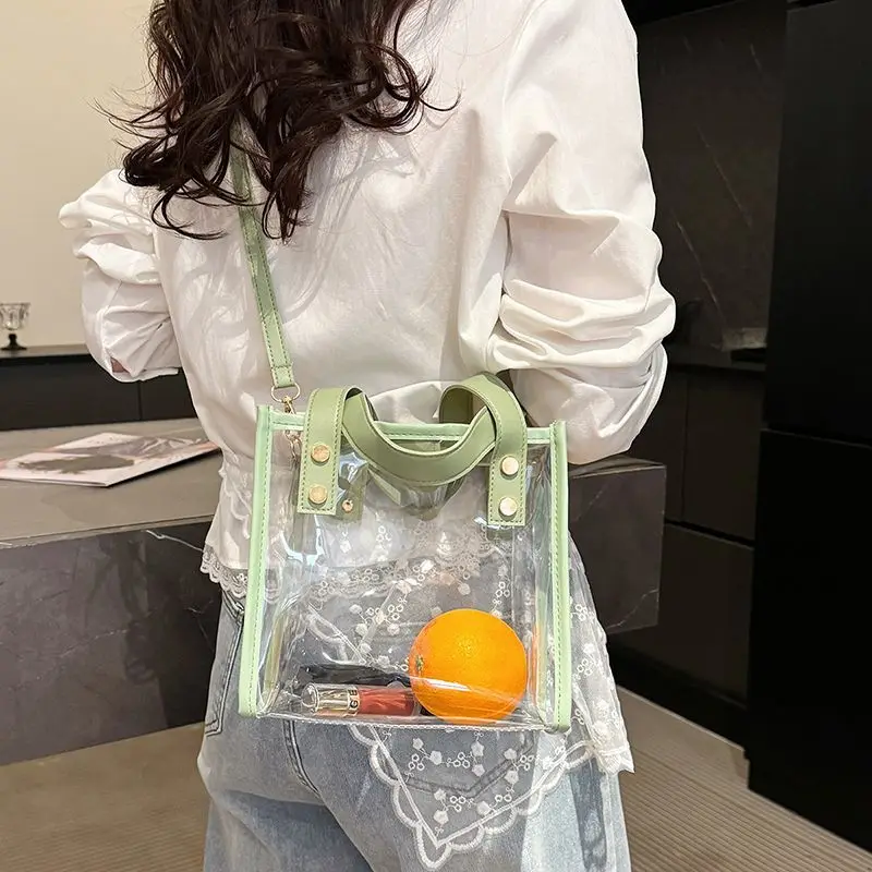 Прозрачная популярная летняя водонепроницаемая желейная сумка из пвх - Фотография_6
