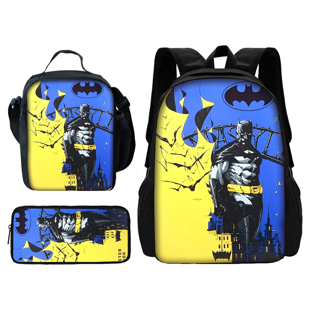 Детский школьный рюкзак с логотипом super b-batmans и сумками для обеда