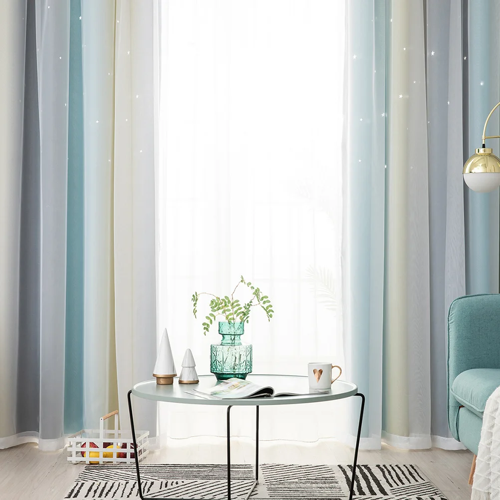 Двухслойная блестящая сетчатая занавеска со звездой