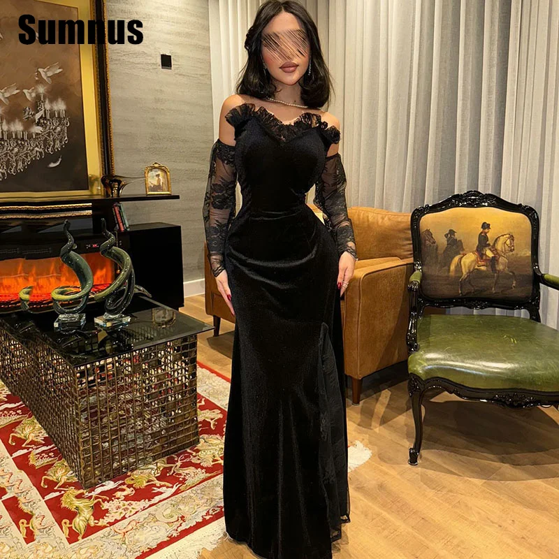 Sumnus элегантные черные велюровые