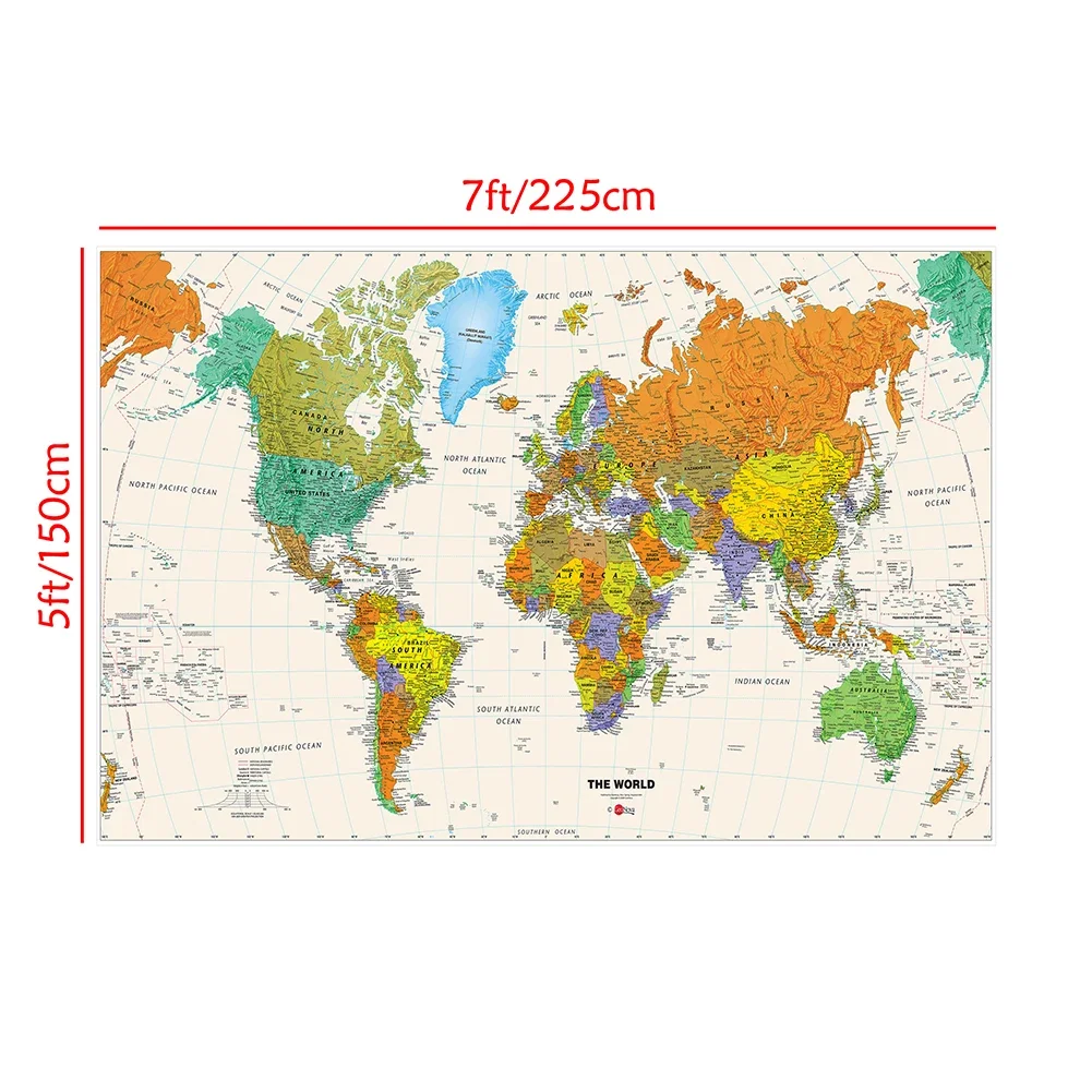 Классическая большая карта мира 150x225 см - Фотография_3