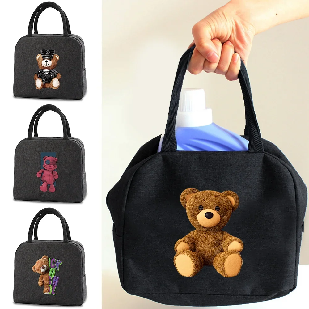 Bear insulated lunch bags canvas