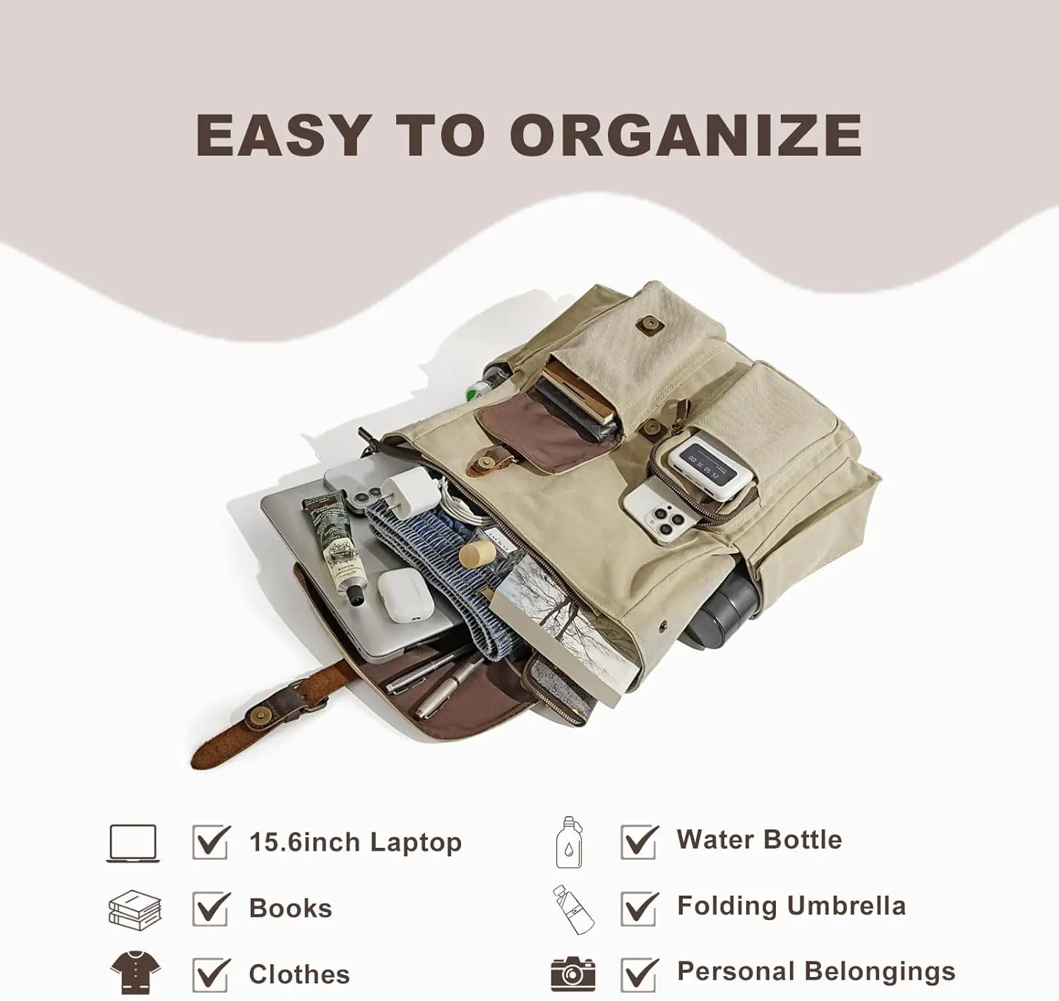 Винтажный холщовый рюкзак для мужчин и женщин - Фотография_4