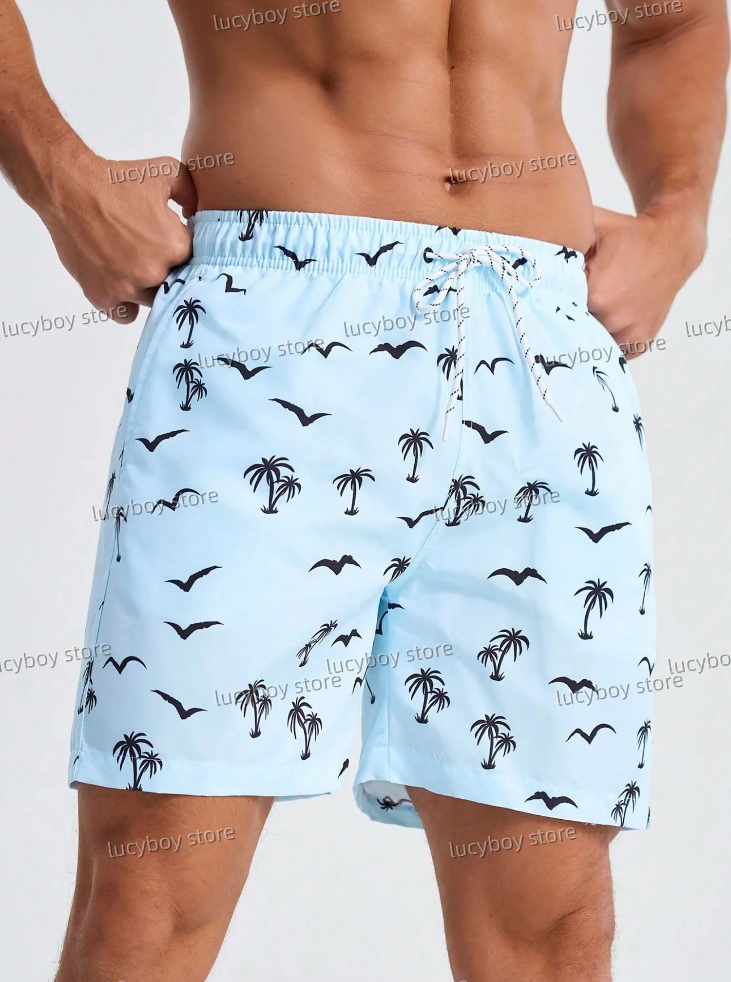 Мужские шорты в праздничном стиле с принтом кокосовой пальмы - Фотография_4