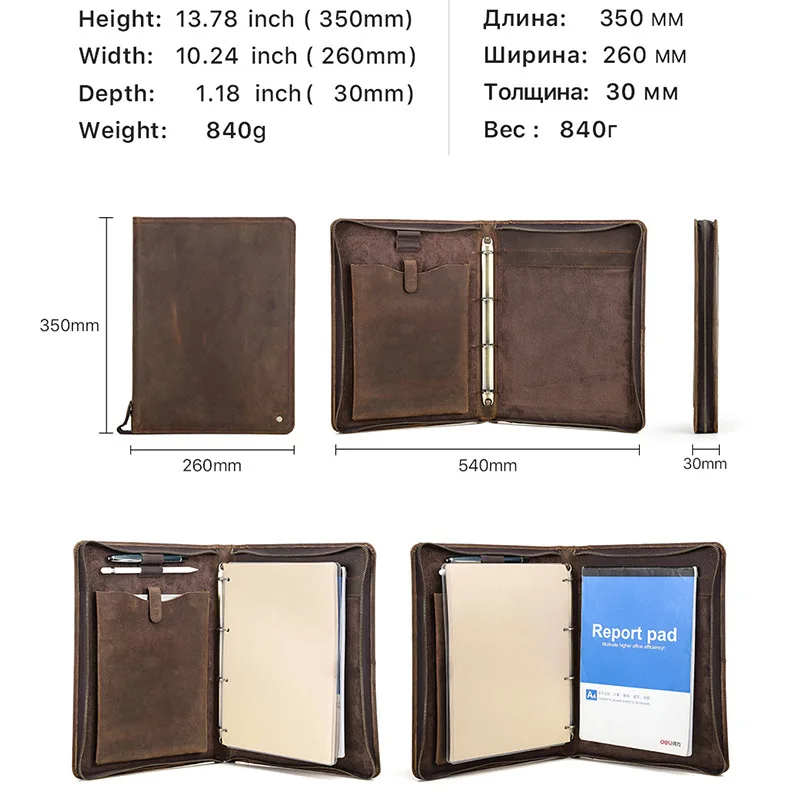 Чехол для ноутбука a4 crazy horse из натуральной кожи с петлей для ручки - Фотография_4