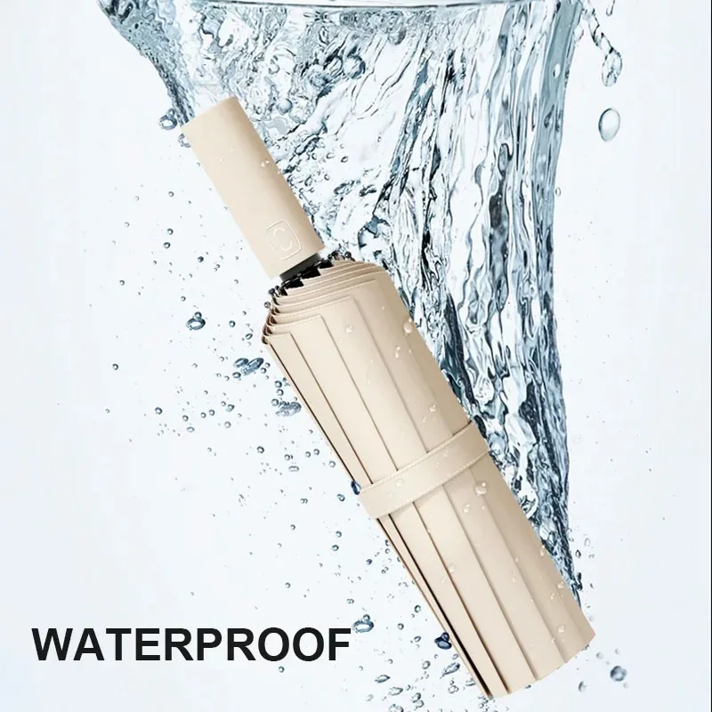 Большой 24-костный однотонный автоматический зонт - Фотография_2