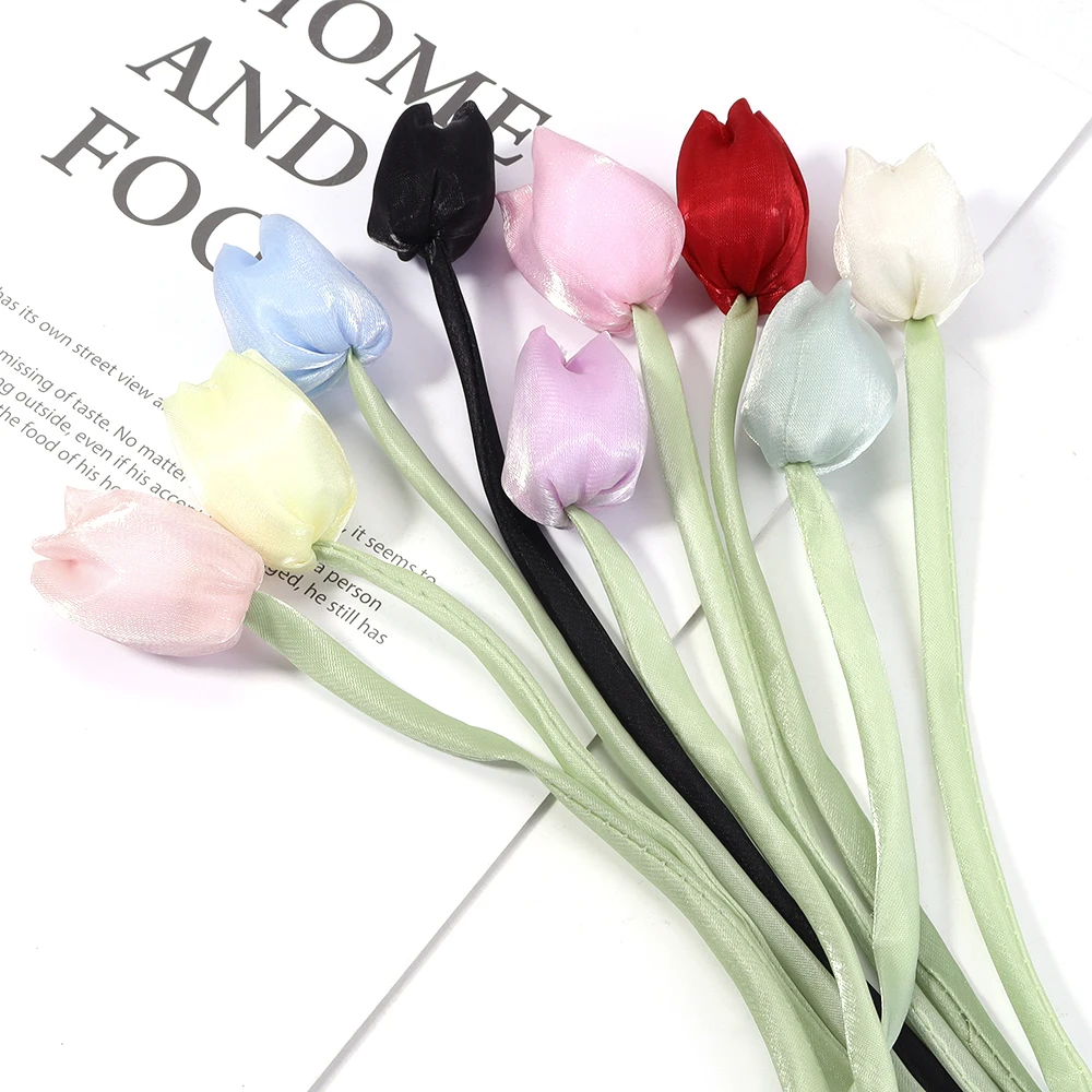 Шелковая лента с милым тюльпаном для женщин - Фотография_3