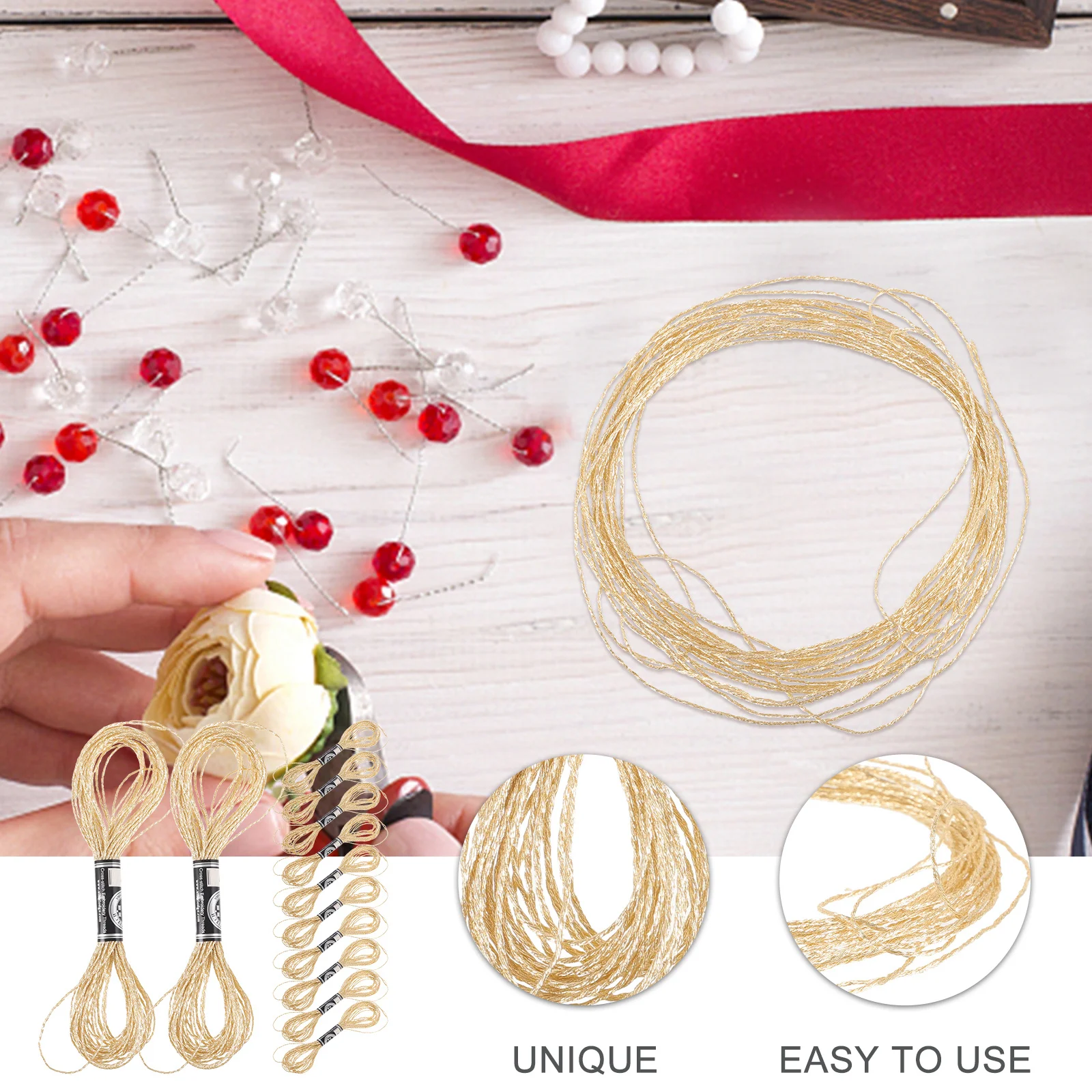 8 м, 12 нитей, набор металлических ниток для вышивания - Фотография_6