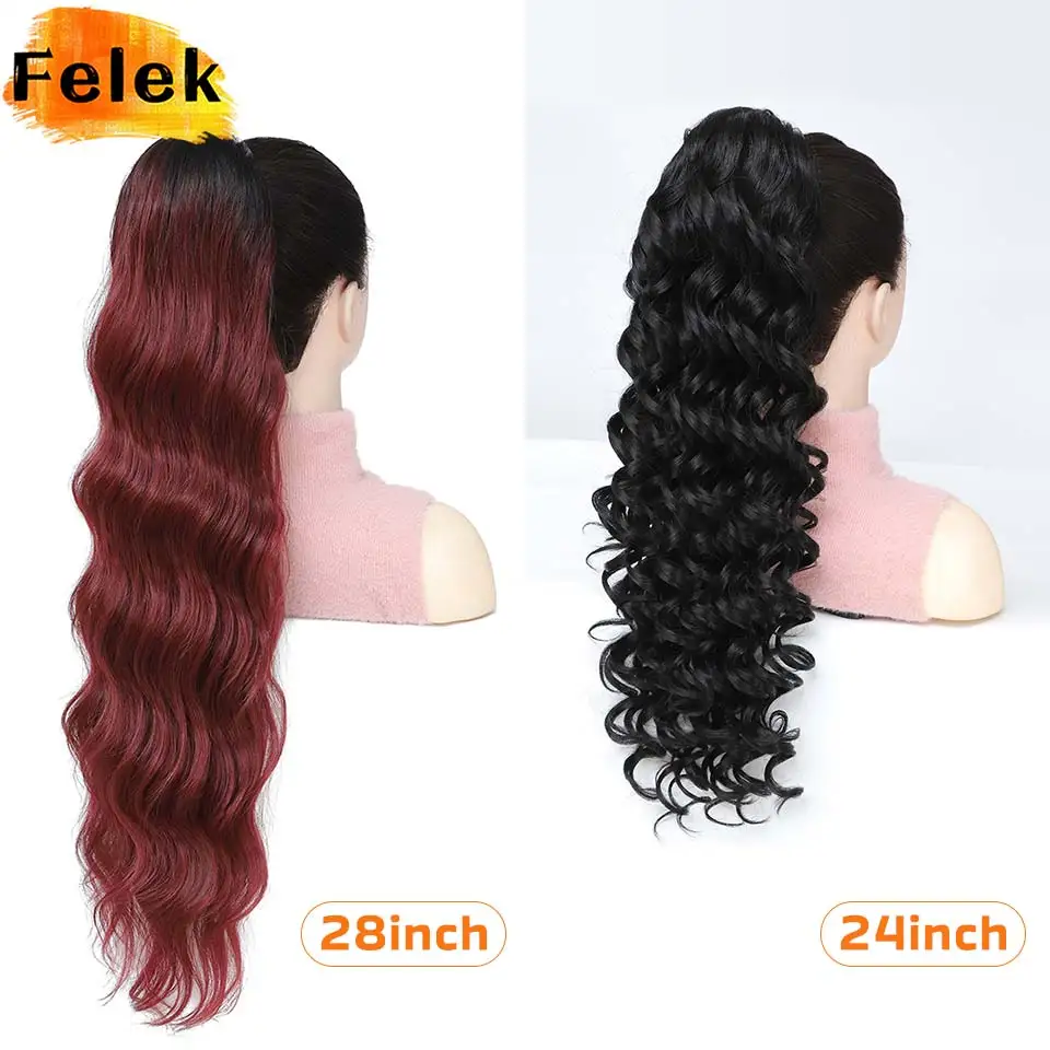 24 28-дюймовые наращивания хвоста с волнистыми волнами для женщин - Фотография_3