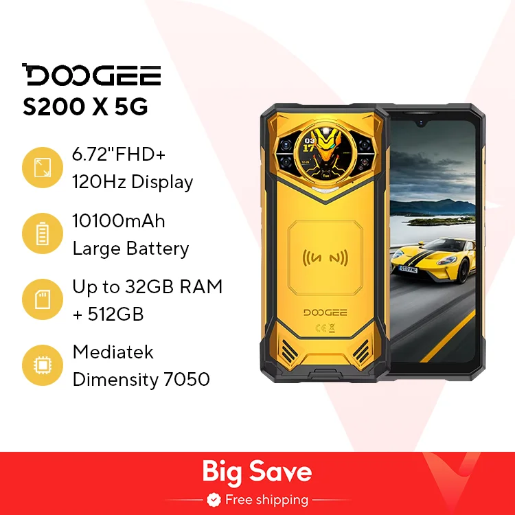 Мировая премьера doogee s200 x 5g прочный телефон 12 + 512 гб смартфон 6