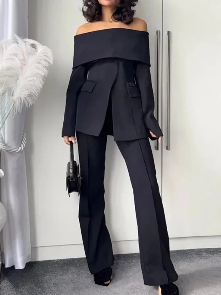 Новый офисный женский пиджак с открытыми плечами - Фотография_2