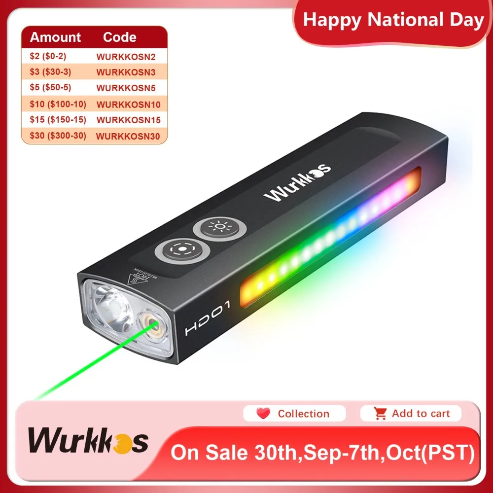 Wurkkos новый многофункциональный фонарик hd01 1200 лм с зеленым светом