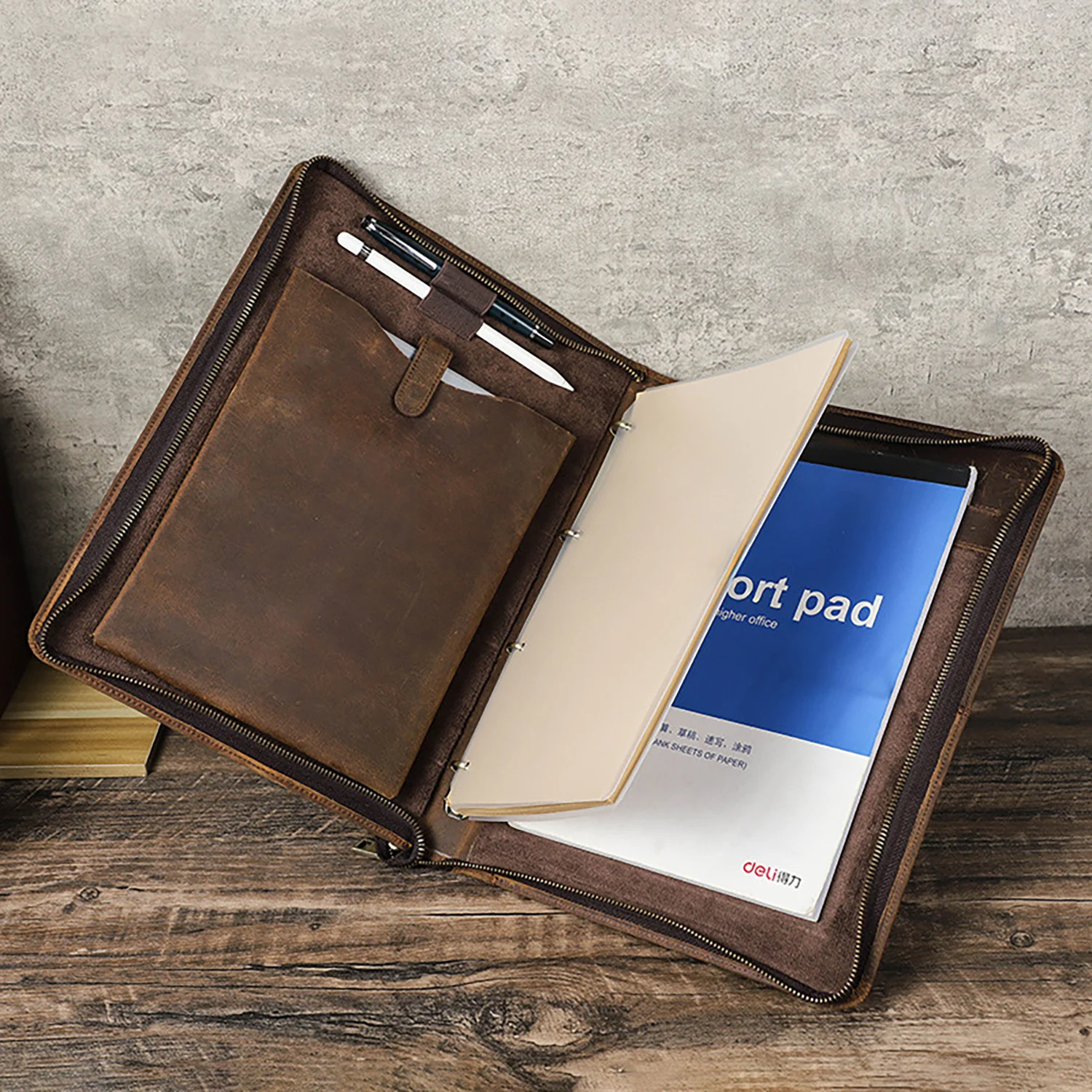 Чехол для ноутбука a4 crazy horse из натуральной кожи с петлей для ручки