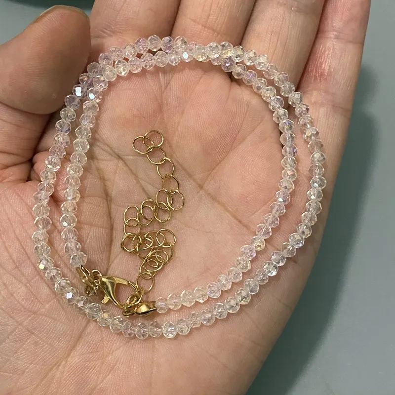 Модная цепочка с черными прозрачными бусинами 3 мм - Фотография_6