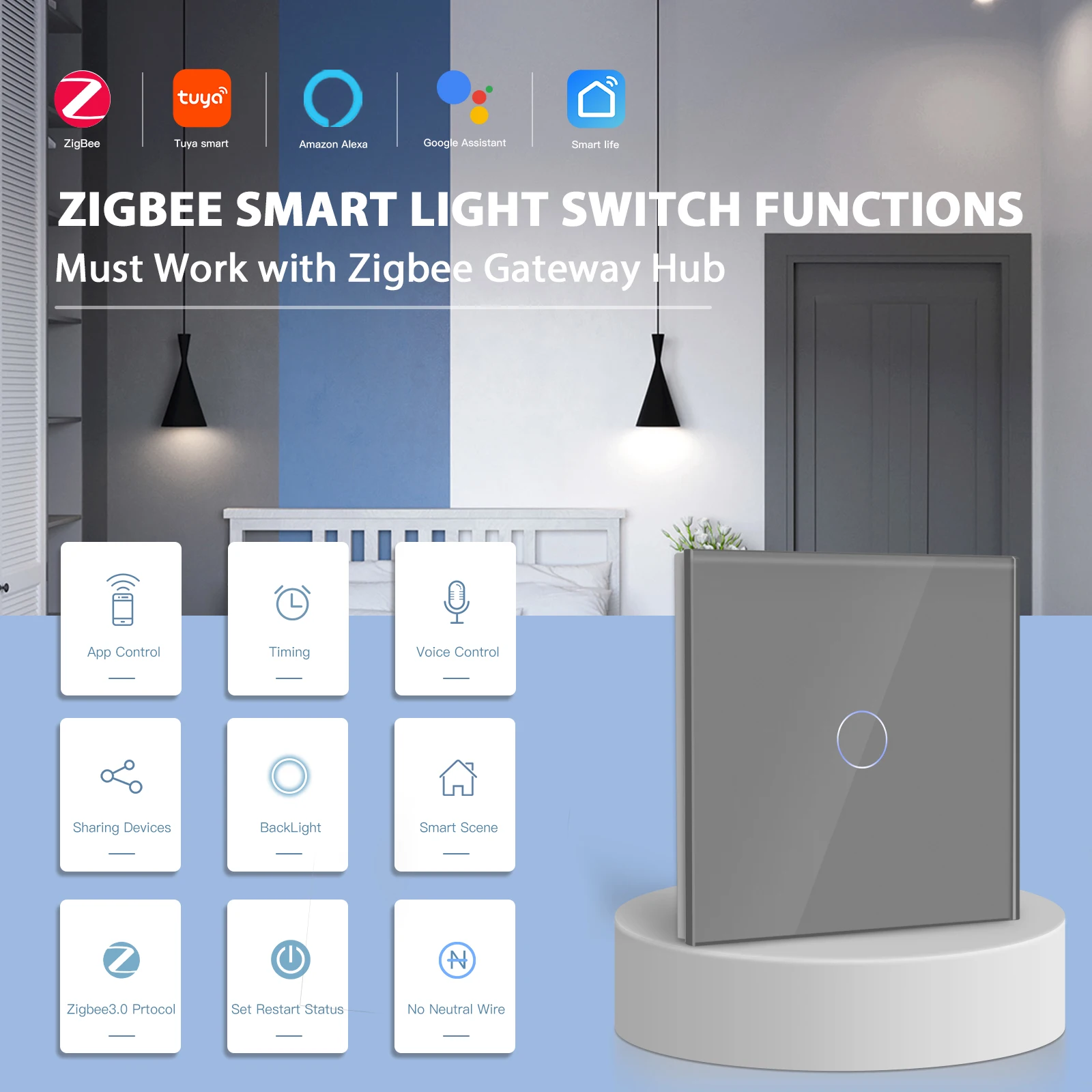 Bseed smart zigbee switches 1/2/3gang - Фотография_2