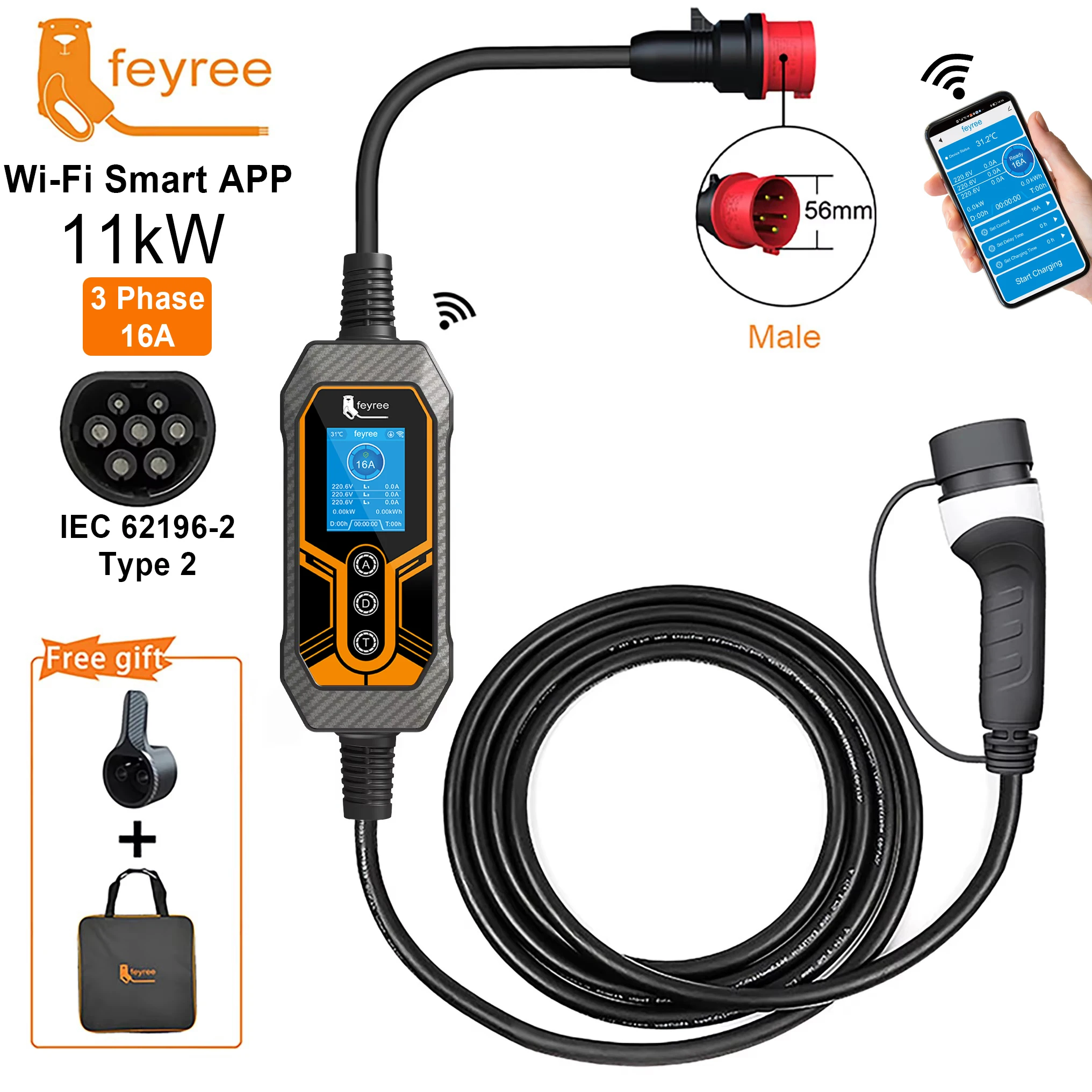 Портативное зарядное устройство для электромобилей feyree type 2 - Фотография_4